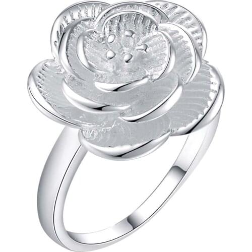 GY-AR206 Hot silver plated size 6#7#8#9# Rings for women&mens silver color jewellery fashion jewelry peony flower Rings