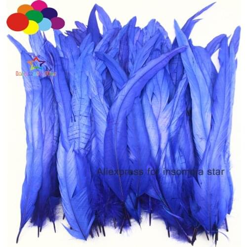 100 pcs 20-45cm/8-18 inch sapphire carnival headress Bleach and Dyed Coque Tails Long Rooster Feather (Bulk)