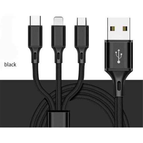 100 pcs USB Cable For iPhone Charging Charger 3 in 1 Micro USB Cable For Android USB Type C Mobile Phone Cables For Samsung
