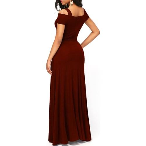 2021 Plus-sized European And American-Style Amazon AliExpress ebayv Collar off-Shoulder Slit Slim Fit Expandable Party Dress Wom