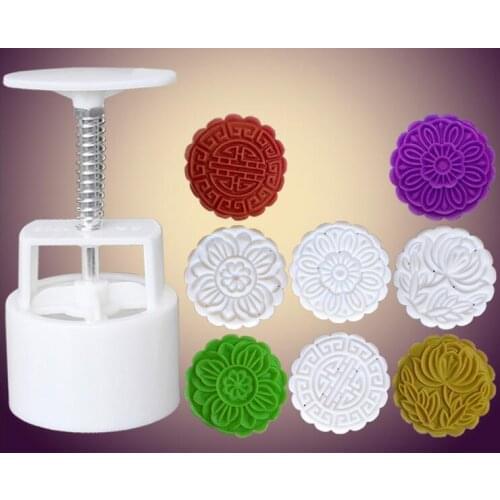 5pcs/lot Chinese Mid-autumn Festival Food DIY Flowers Pattern Moon Cake Mold Set Fondant Candy Pineapple Cake Mold LB 363