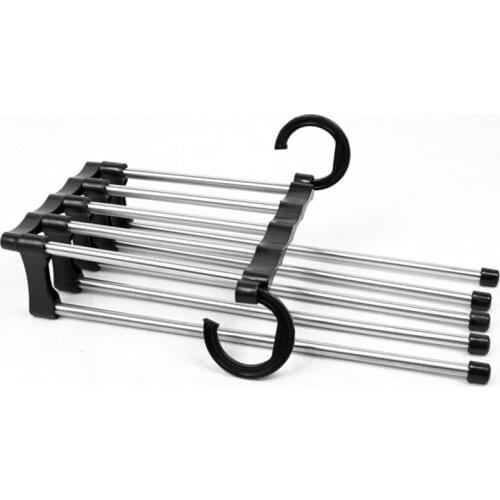 Multi Functional 5 In 1 Trouser Storage Rack Adjustable Pants Tie Storage Shelf Closet Organizer Stainless Steel Clothes #P5