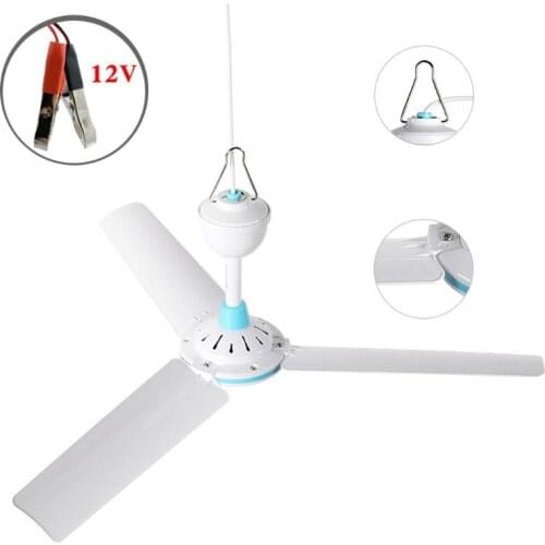 50cm 12V Ceiling Fan Air Cooler Hanging Fan for Camping Outdoor Tent Home Bed L69D
