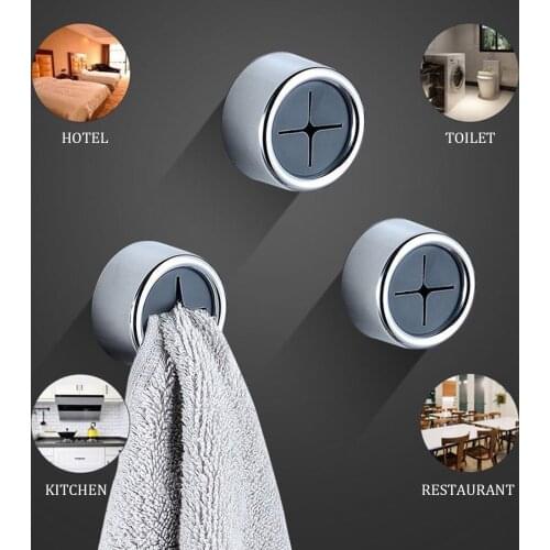 6pc Kitchen Bathroom Holder Self Adhesive Wall Dish Towel Hook Round Wall Self-adhesive Non-perforated Non-marking Sticky Hook