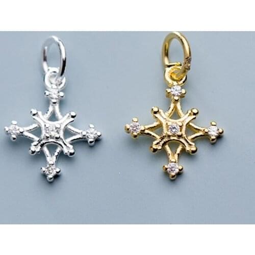 925 Sterling Silver Handcrafted Zircon Geometry Charms DIY Jewelry Supplier Fancy Women Ornament S925 Silver Pendants Components