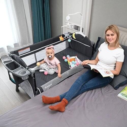 European Folding Crib Splice Big Bed BB Multifunctional Portable Baby Bed Bassinet Bed Play Bed Diaper Machine