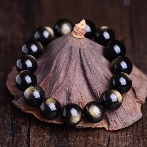 Natural stone beads gold obsidian bracelet mens boutique energy stone bracelet men and women jewelry gifts