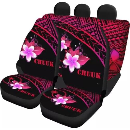 Front Rear Seat Cover Pohnpei Polynesian Samoan Tribal Printed Washable Car Full Set Interior Comfortable Vehicle Seat Protector