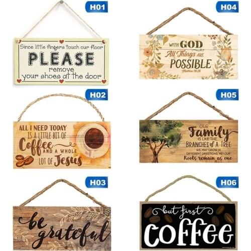Wooden Hanging Plaque Pendant Tag Vintage Hanger Board Sweet Home Coffee Bar Decor Sign Wall Door Hanging Art Plaque