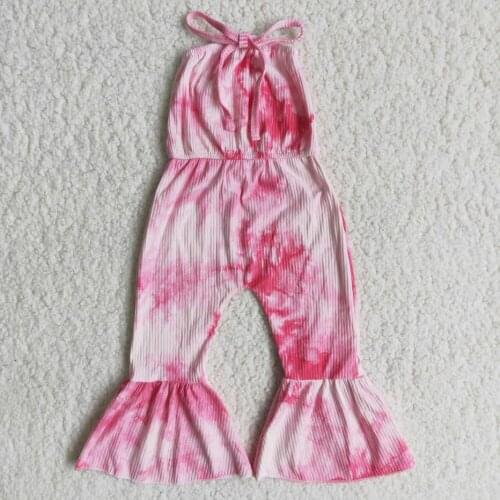 Kids Baby Girls Summer Tie-dye pink Rompers Suspend jumpsuits Toddler Sleeveless Clothes Overalls Outfit boutique clothing
