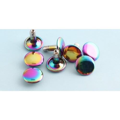 Double Cap Rivets 8mm/9mm/10mm Metal Rainbow Rivets Round Double Head Rivets Leather Studs for Bag/Belt