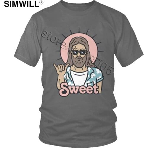 SWEET JESUS T-shirt Mens Unique Short Sleeved Cotton Tshirt Round Neck Christianity T Shirt Slim Fit Urban Tee Top Gift Apparel