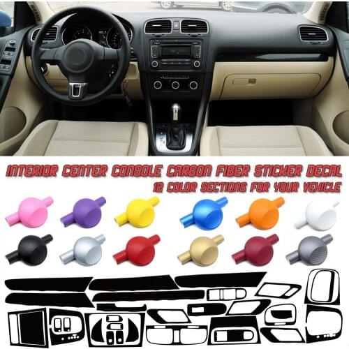 5D Gloss Carbon Fiber Vinyl Film Interior Center Console Sticker For VolksWagen Golf 6 2010-2012