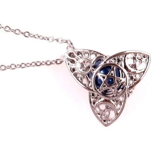 K1631 Silver copper Gypsophila pentagram Bead Pearl Cage Aroma Essential Oil Diffuser Locket Necklace with stainless steel chain
