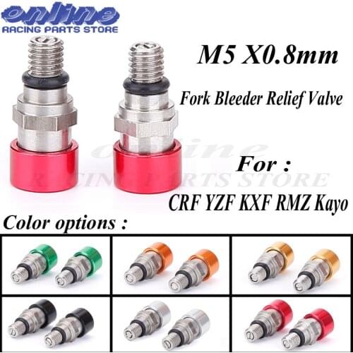 Fork Air Bleeder Relief Valve M5 0.8MM Motorcycle Motocross Fit For CR CRF YZ YZF WRF KX KXF RMZ 85 125 250 450