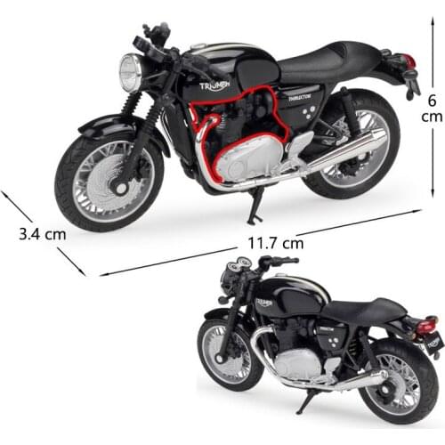 Boys Collections Welly 1:18 TRIUMPH Thruxton 1200 Toys Metal Diecast Scale Model Motorcycle Kit Display Gifts