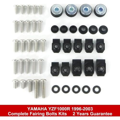 Fit For Yamaha YZF1000R 1996-2003 Motorcycle Cowling Kit Complete Full Fairing Bolts Kit Speed Nut Fairing Clips Stainless Steel