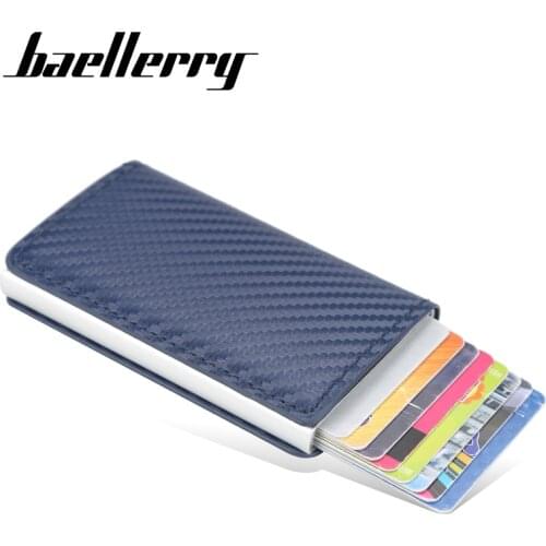 2021 New Business ID Credit Card Holder Men and Women Metal RFID Vintage Aluminium Box PU Leather Card Wallet Note Carbon