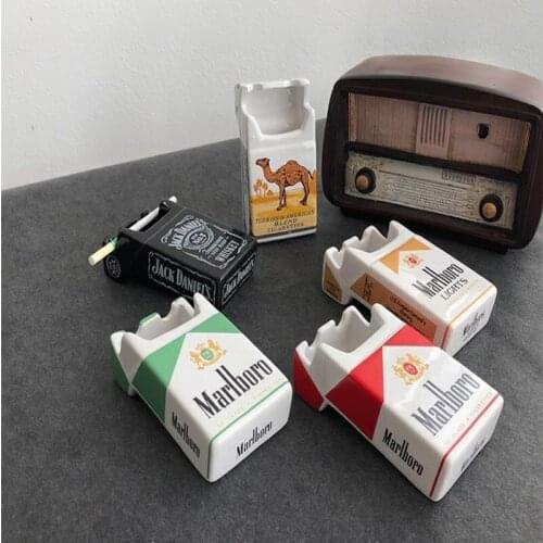 Creative Ceramic Tobacco Cigarette Pack Shape Ashtray, Bedroom Living Room Ash Tray Ceramic Ashtray Cigarette Ashtray