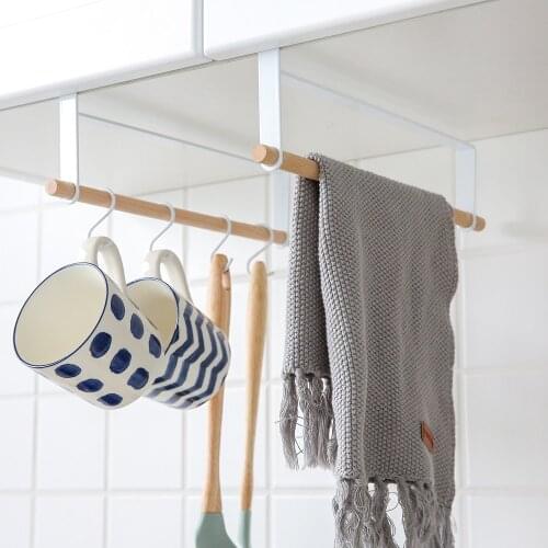 Creative Iron Storage Rack And Hook Paper Towel Rag Cup Sundries Storage Holder Cabinet Wardrobe Space Saving Kitchen Organizer