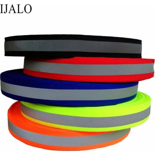20mmx10mm * 50 Yards, Fluorescent Reflective Fabric Ribbon Webbing Tape Strip Edging Braid Trim Sew On Tape garment accessories