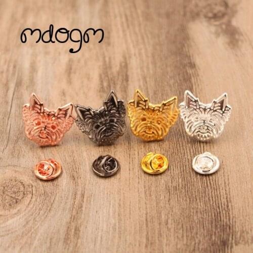 Mdogm Yorkshire Dog Animal Brooches And Pins Suit Cute Funny Metal Small Father Collar Badges Gift For Male Men B043