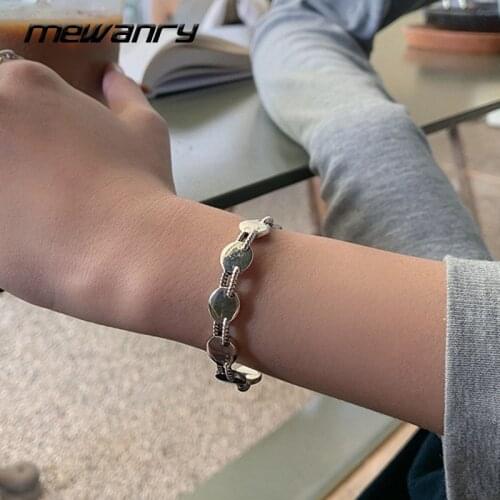 Mewanry 925 Sterling Silver Bracelet for Women New Trend Elegant Vintage Creative Wafer Chain Jewelry Birthday Gifts Wholesale