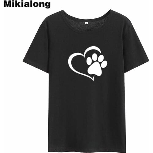 Mikialong Love Cat Kawaii Tee Shirt Femme 2018 Summer Short Sleeve Cotton Tshirt Women Black White Loose Tumblr T-shirt Women