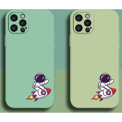 Cute Cartoon Spaceman CaseFor Apple iPhone 11 12 Pro XS MAX XR X 7 8 6S PLUS SE 2 For Women Man Youth Soft Silicone Back Cover