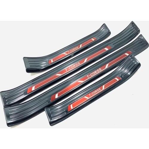 For Volkswagen T-CORSS 2018 2019 Car Accessories Stainless Steel Door Sill Scuff Plate Cover Guard Car Sticker Protector Strip