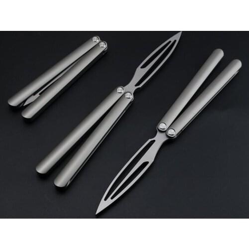 Newest Fiore Butterfly Trainer Knife 440C Blade Channel Titanium Alloy Handle Ball Bearing Free-swinging EDC Tool Jilt Knives