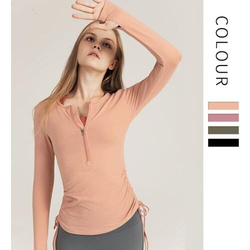 Autumn Winter Women Yoga Casual Quick Dry Running Zipper Exercise Clothes Long Sleeves Gym Sport Top Workout Shirts