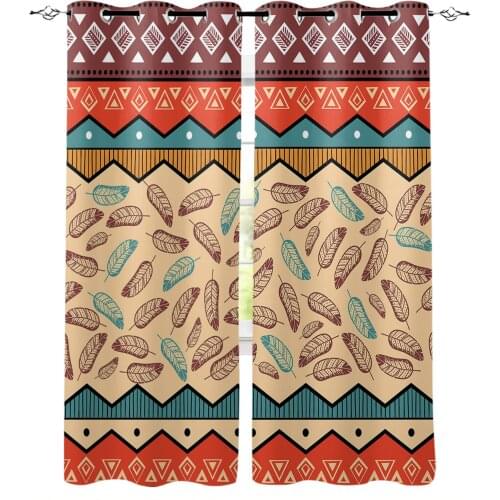 Tribal Style Feathers Window Curtains Home Decor Bedroom Curtains Kitchen Door Drapes Curtains for Living Room