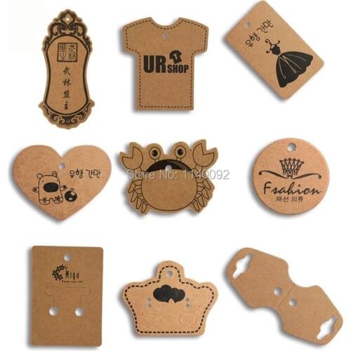 Custom clothing kraft paper tags/shape cutting tags/garment printed labels/hang tag printing/price tag/brand/logo 1000pcs a lot