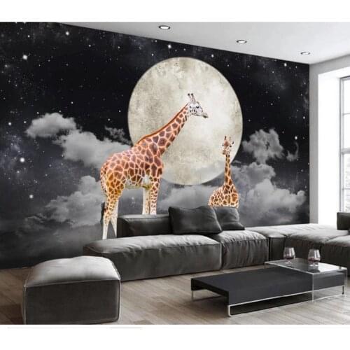 Custom photo wallpaper for walls 3 d murals wallpapers European style dream starry giraffe TV background wall painting
