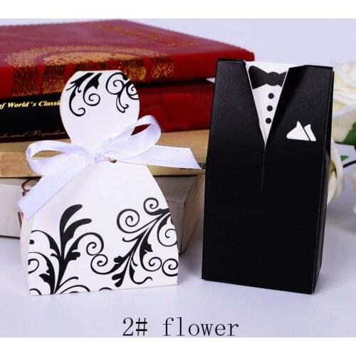 Festival supplies white black flower suit dress candy chocolate gift box for wedding birthday tea party favor decoration Wh