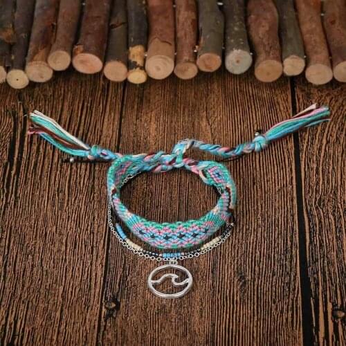 Handmade Adjustable Friendship Bracelet Handcrafted Braided Rope Bracelet Wave Strand Bracelet Set for Women Girls