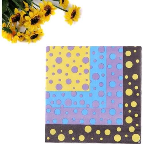 Decoupage table paper napkins tissue patterned colorful dot birthday wedding tissue party serviettes decor vintage handkerchief