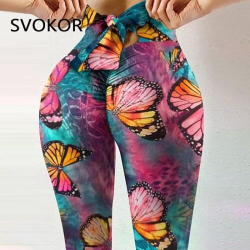 SVOKOR 3XL Sport Butterfly Leggings Women Fitness Gym Running Legging Plus Size Booty Lifting Leggins Push Up Femme Elastic Pant