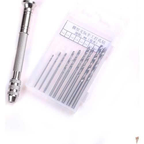 ZLinKJ New 11PCS /set Drills Bits Mini Micro Aluminum Hand Drill Drilling With Keyless Chuck +10 Twist Drills Bits