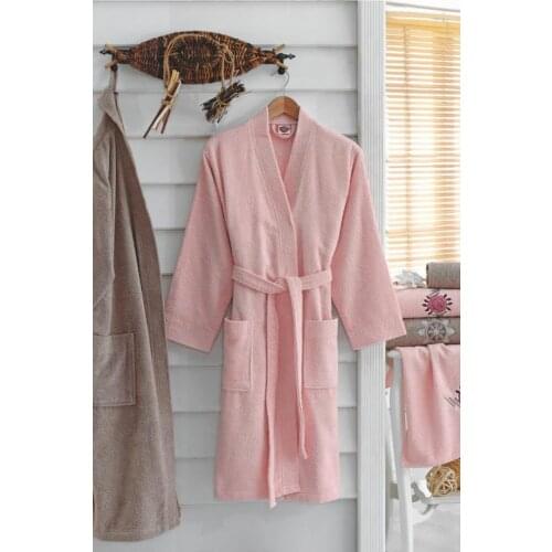 Unisex Powder Beige Embroidered Family Robe Set