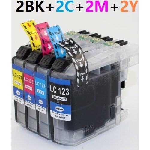 XIMO 2 SETS OF 4 LC123 Compatible Ink Cartridge For MFC J4610DW J470DW J4920D etc