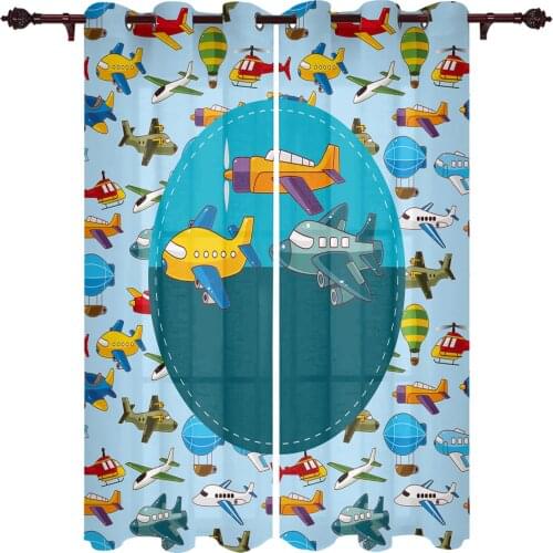 Cartoon Airplane Cute Window Curtains Home Decor Bedroom kichen Draperies Curtains for Living Room Christmas Curtains