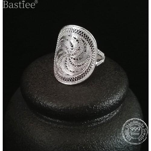 Vintage Bohemian 999 Sterling Silver Rings For Women Big Boho Ring Men Luxury Jewelry Handmade Sun Miao Silver Ethnic Jewellery