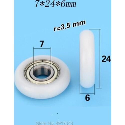 10pcs Plastic coated 697zz bearing pulley inner hole diameter 7mm roller pom polyoxymethylene / nylon small wheel 7*24*6mm