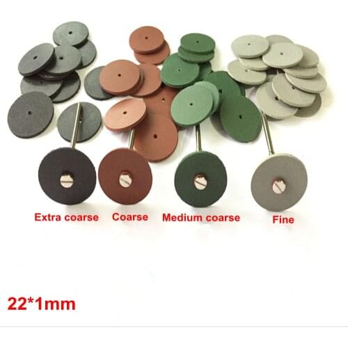 100pcs Assorted Dental Lab Super Fine Polishing Rubber Wheels discs Burs Silicone Rubber Polishers 22*1mm