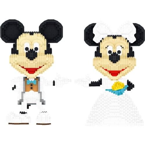 1919pcs+ Disney Mickey Mouse Diamond Building Blocks Minnie Mouse Wedding Dress Micro Brick Figures Toys For Christmas Gift