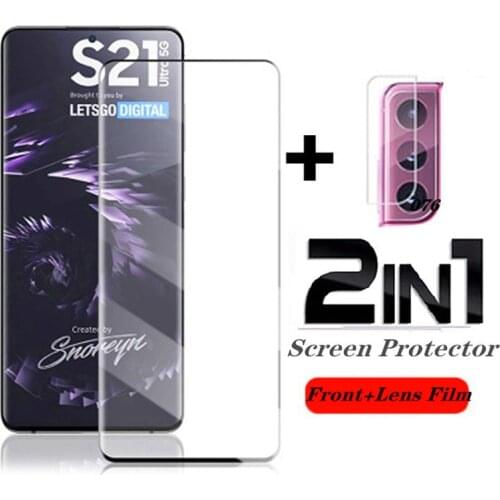 2 in 1 Full Cover Tempered Glass For Samsung Galaxy S20 S21 Ultra Screen Protector Camera Glass For Galaxy s21 s20 Plus S20 FE