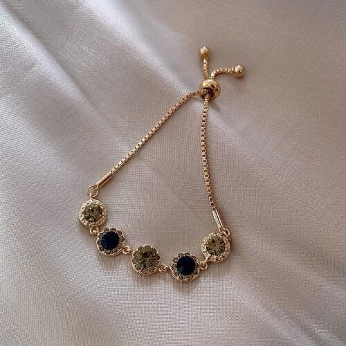 2021 South Korea Dongdaemun retro niche bracelet net celebrity simple inlaid rhinestone student girlfriends female jewelry