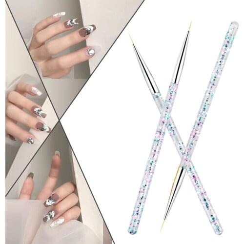 3/8Pcs Nail Art Brush Design Tip Painting Drawing Carving Pen Builder Liner Acrylic French Gel UV Polish Tool Manicure Set